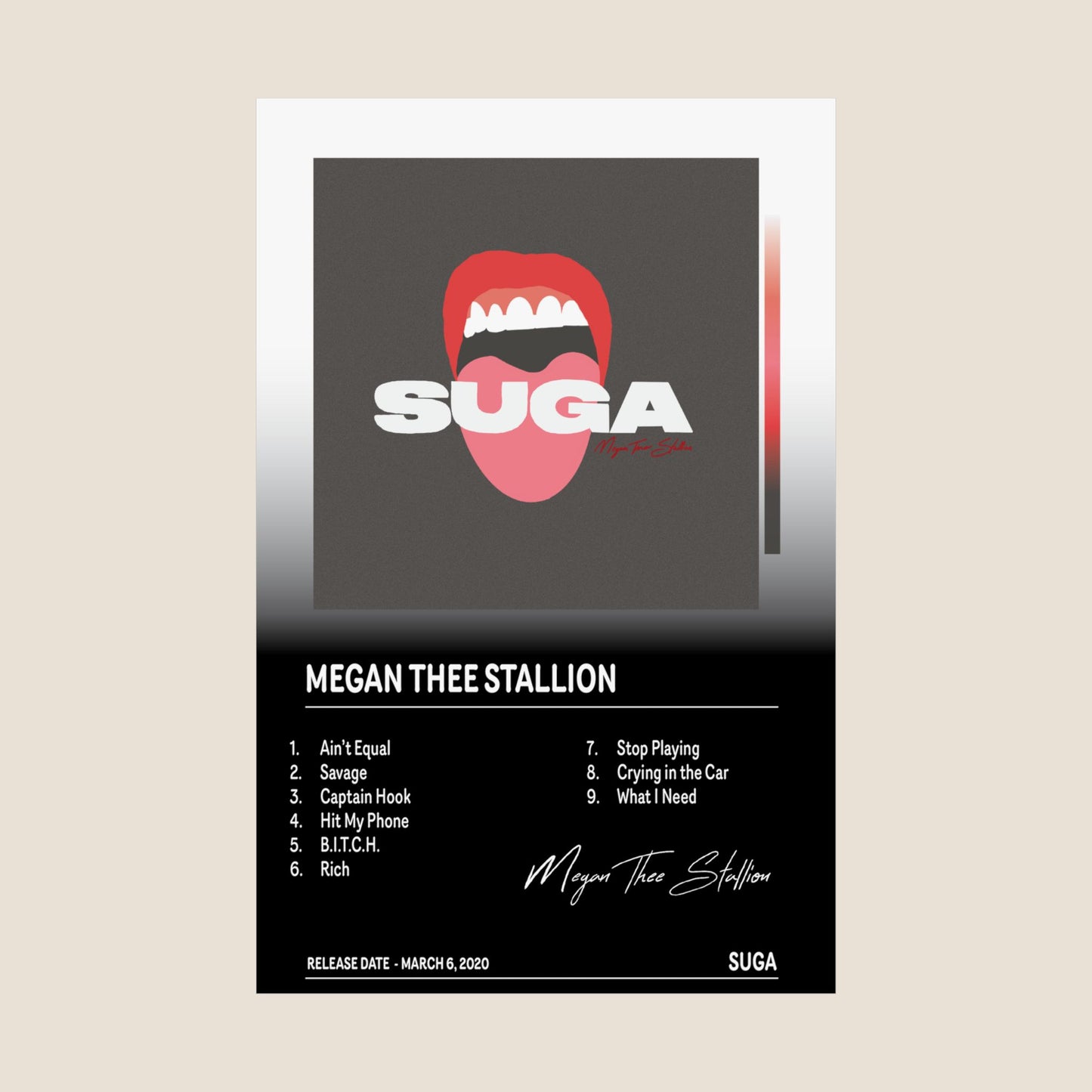 Megan Thee Stallion – Suga Album Cover Poster