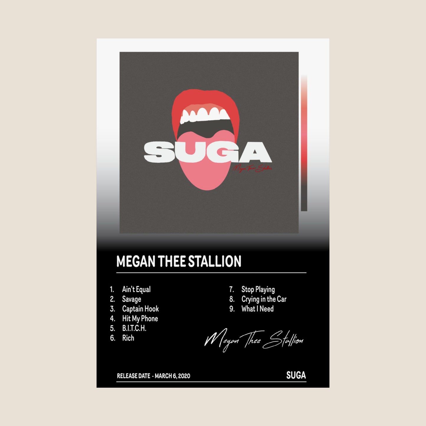 Megan Thee Stallion – Suga Album Cover Poster
