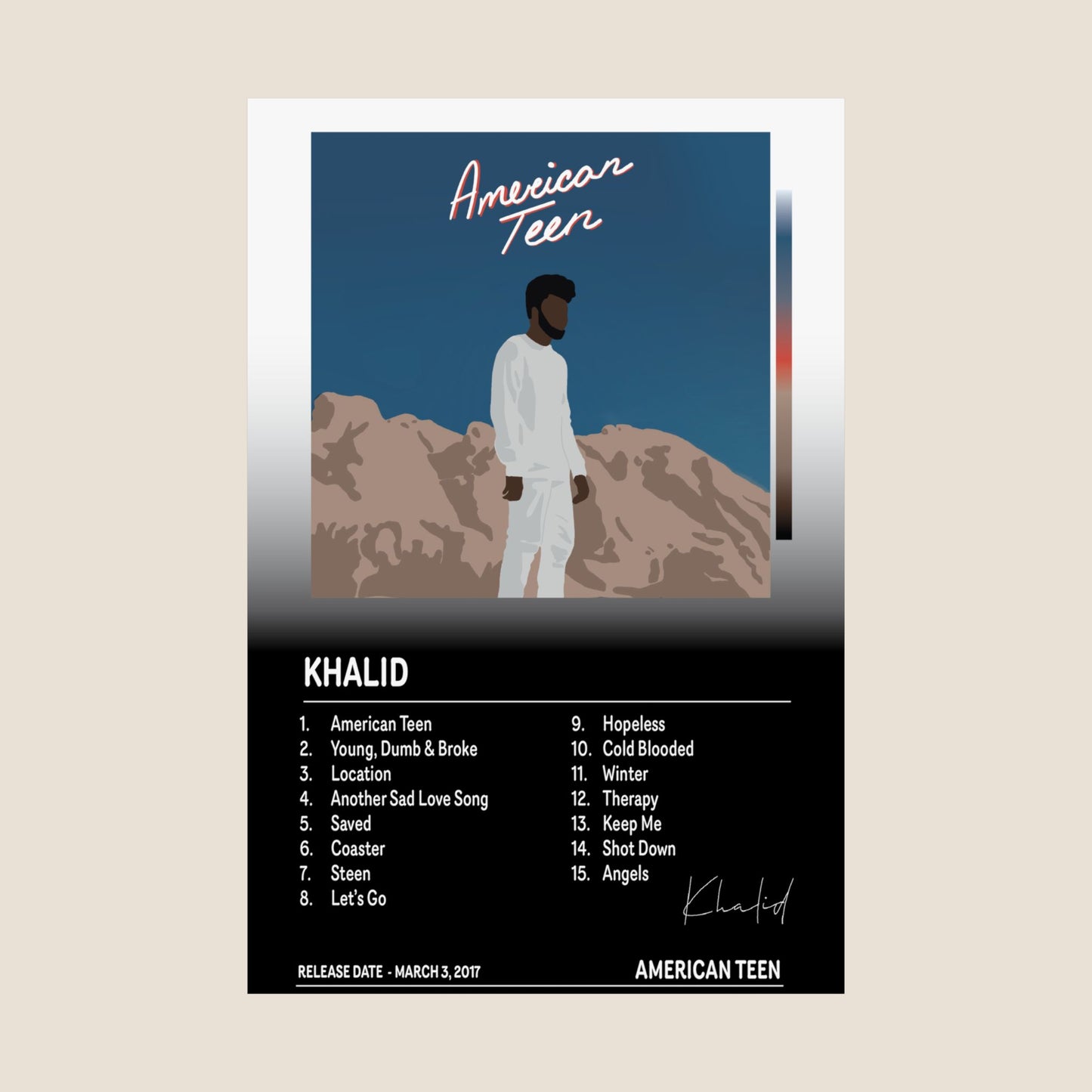 Khalid – American Teen Album Cover Poster
