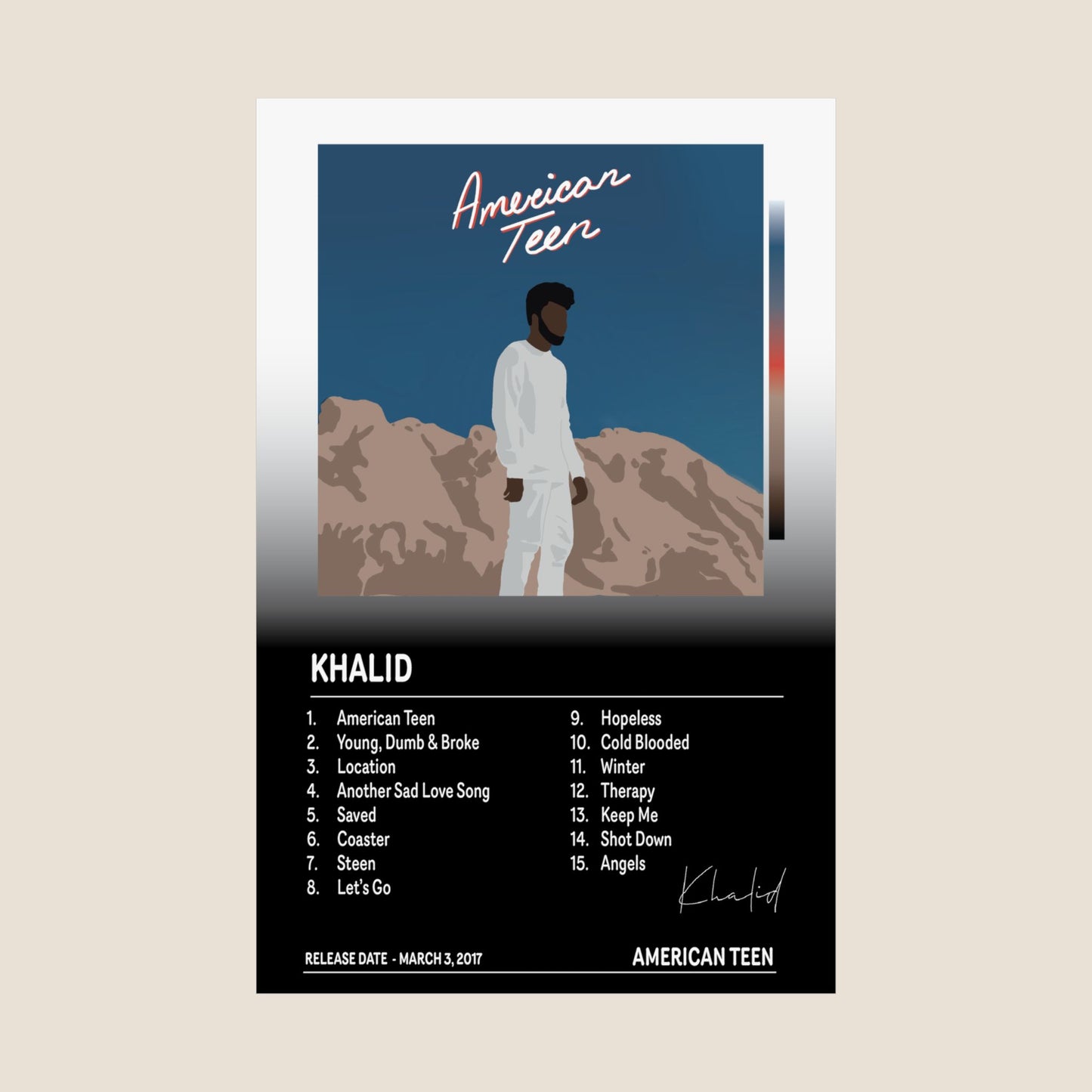 Khalid – American Teen Album Cover Poster