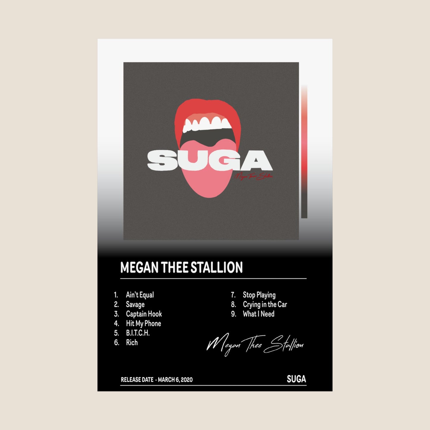 Megan Thee Stallion – Suga Album Cover Poster